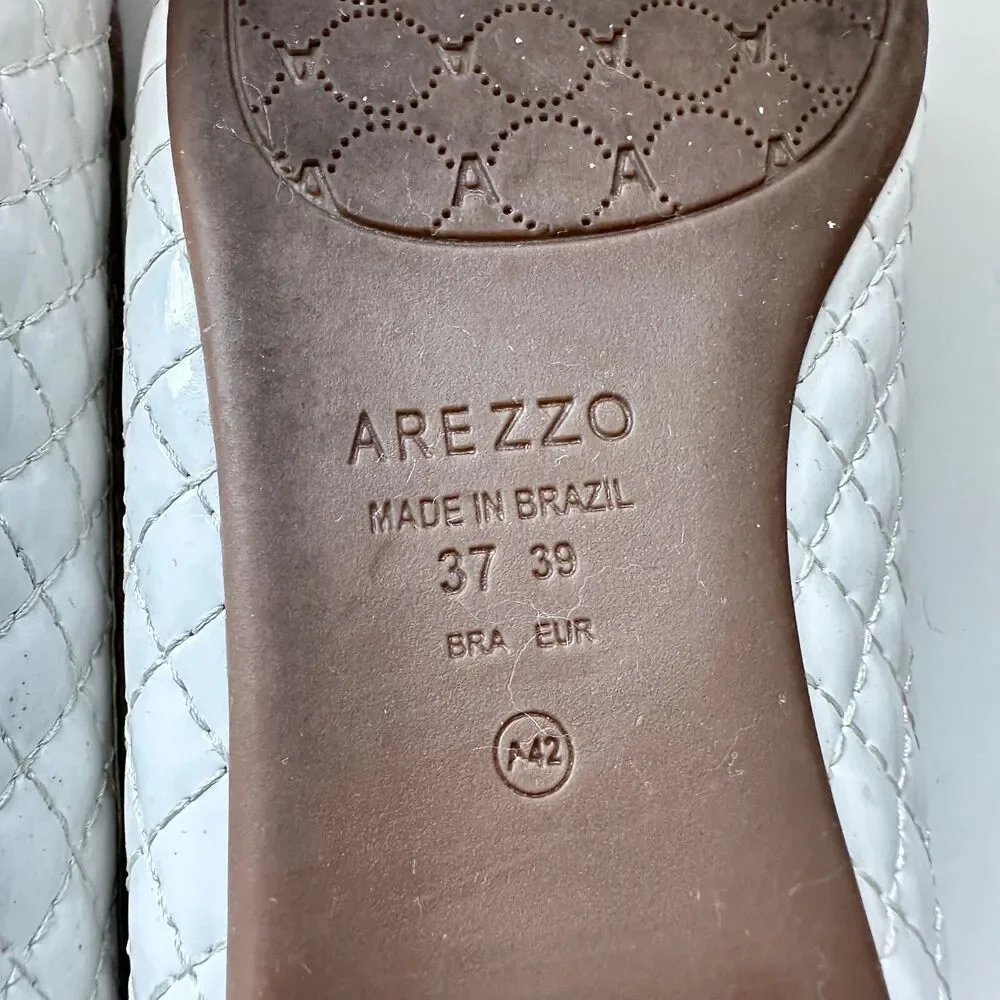 Arezzo Women's Bicolor Bow Ballet Flats Cream Beige Shoes Preppy Size 8